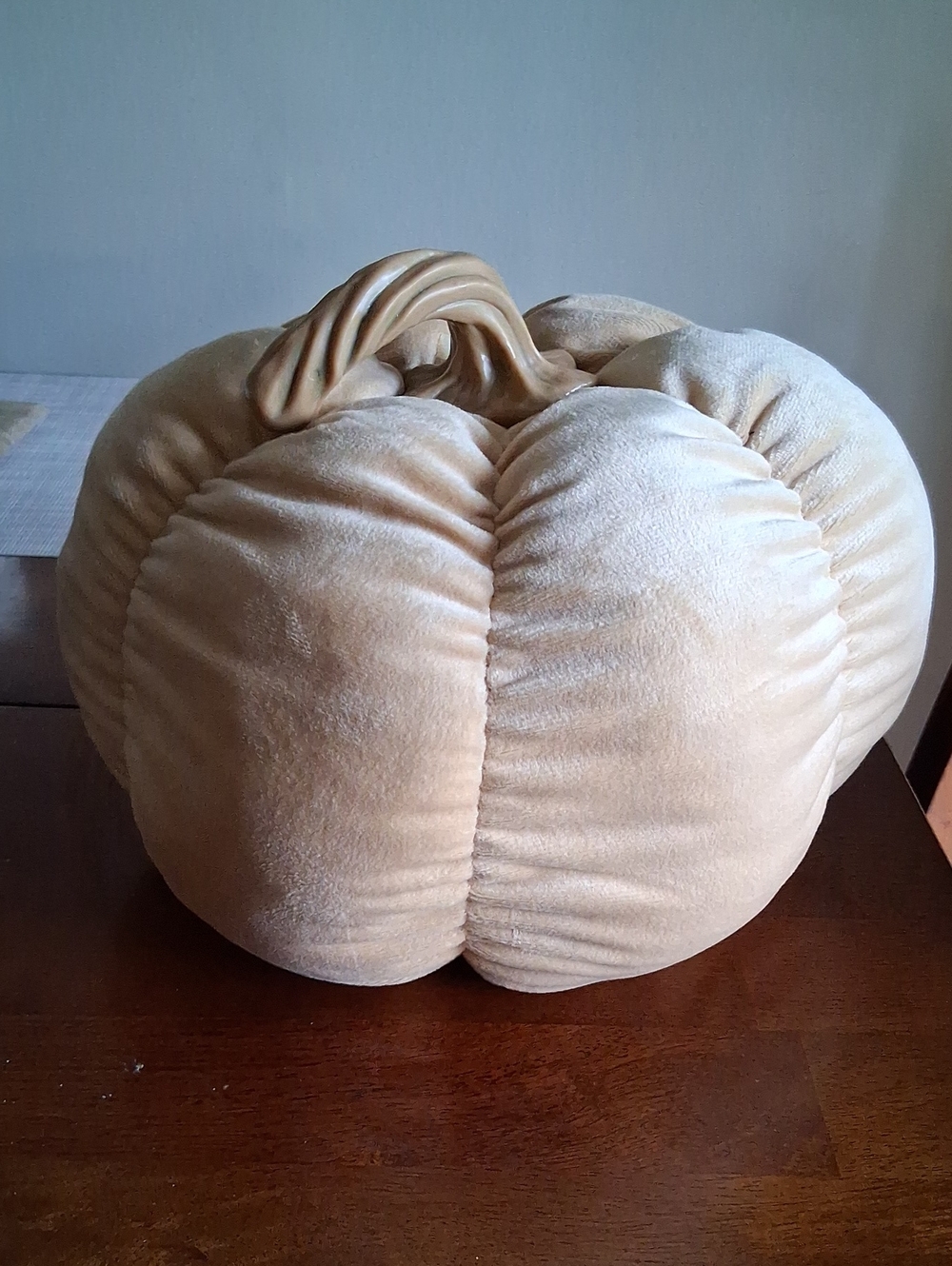 Plush Velvet Pumpkin Pillow - Cream Home Accent
